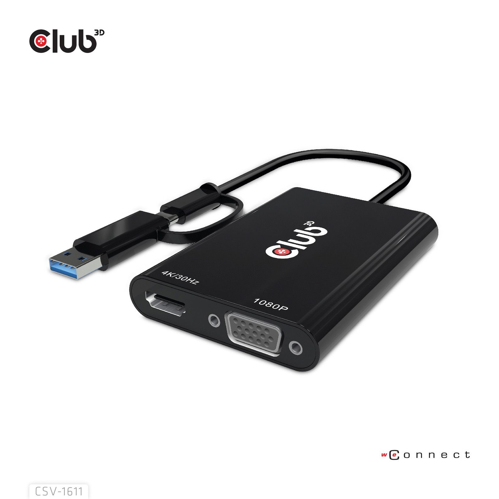 Club3D Adapter USB Type C/A naar HDMI en VGA CSV-1611