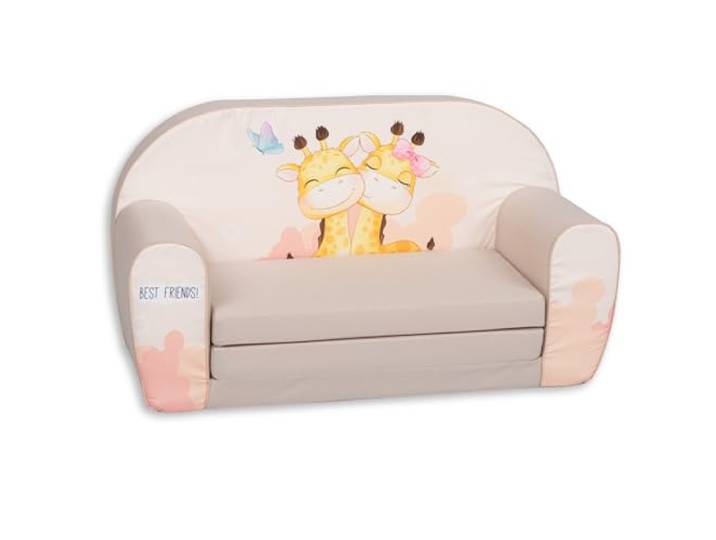 Gomoor Kindersofa Beste Freunde, Ausklappbar zum Bett, 2 Sitzer Kindersofa aus weichem, leichtem Schaumstoff, ausklappbar zum Bett, mit abnehmbarem und waschbarem Bezug