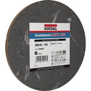Soudal Kompriband Acryl 300 20/4-16, selbstklebend, schwarz, 20 mm x 8 m, nach DIN 18542, für Fugenbreite 4 - 16 mm