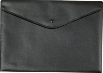 Dokumententasche FolderSys, schwarzer Druckknopfverschluss, Polypropylen, Format A4, schwarz, 10 Stück