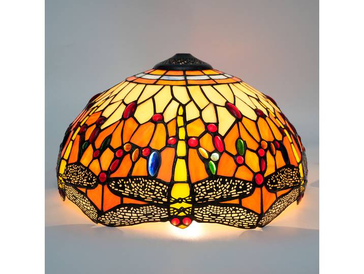 Abat-jour de style méditerranéen, 16 pouces de large, accessoires de remplacement, abat-jour en verre coloré de style libellule pour lampadaire.