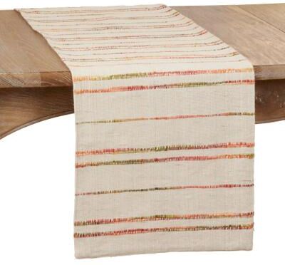 Saro Lifestyle Long Table Runner With Woven Line Design