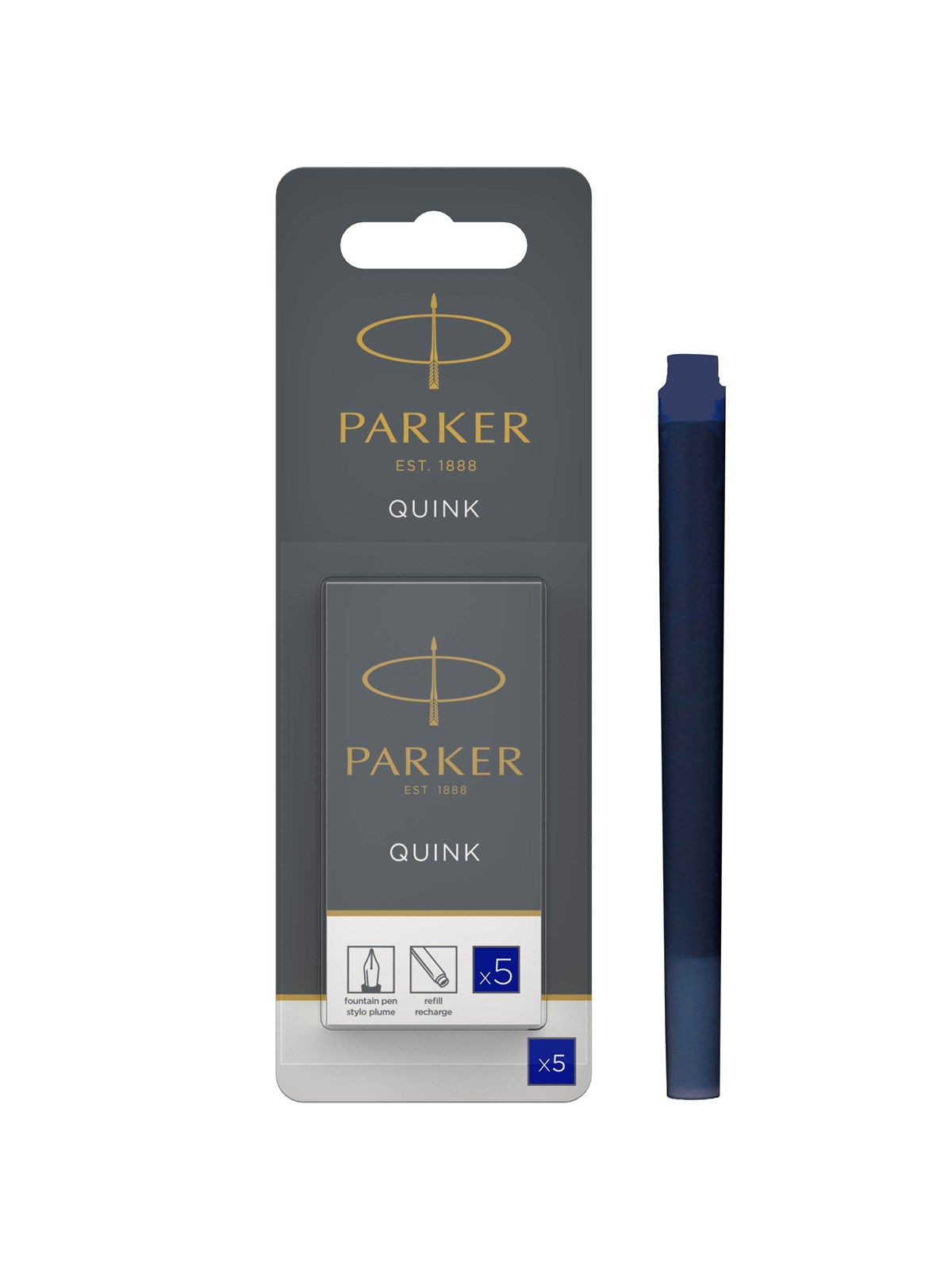 Parker Tintenpatronen für Füller | lange Patronen | blaue QUINK Tinte | 5 Stück (Blister-Packung)