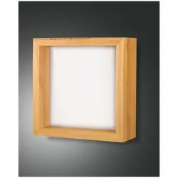 Fabas Luce Window Wandleuchte LED 1x29W Metall und Holz mit Glas Eichenholz