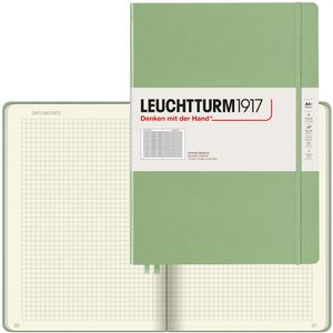Leuchtturm1917 Notizbuch Master Slim, 363919, Karton Hardcover, Salbei, 62 Blatt / 123 Seiten, 100 g/m², kariert, A4+