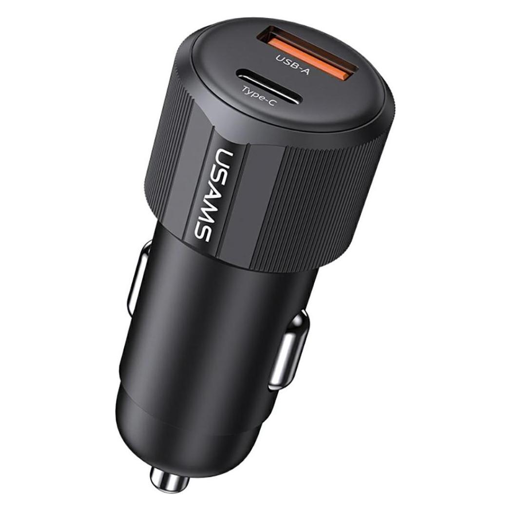 Usams CC283 60W A+C Dual-port Fast Car Charger - YT Series Black (CC283CC01)