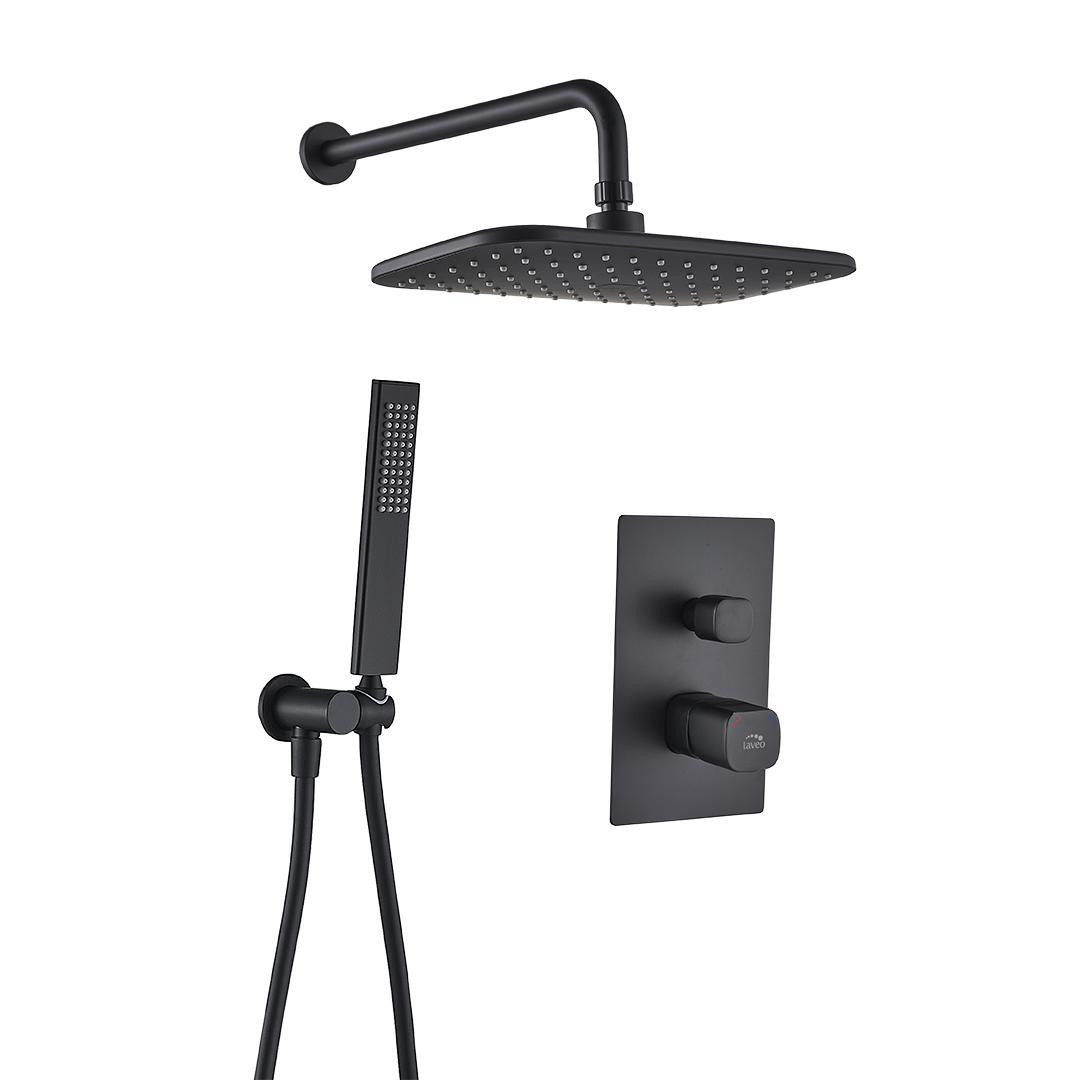 Laveo Inbouw douchearmatuur met set en safety stop, zwart