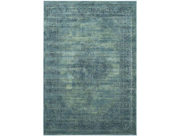 Tapis traditionnel en viscose bleu/multicolore, 160 x 229 cm