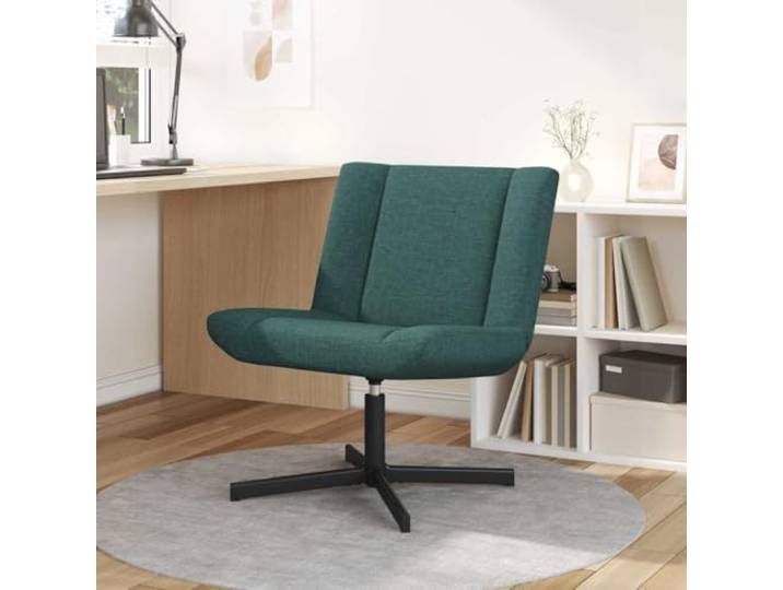KFPOERTFGD Drehstuhl, Wohnzimmer Stuhl 360 Grad drehbar, Dunkelgrün Stoff Metallgestell für Stabilität, Schräg gelagerte Rückenlehne, Ergonomisches Design