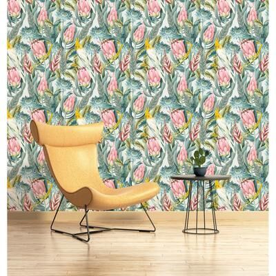 Arthouse Rainforest Escape Green and Pink Textured Vinyl Wallpaper - 20.8 in. W x 33 ft. L