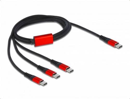 Delock USB-Ladekabel USB 2.0 USB-C Stecker, USB-C Stecker, USB-C Stecker, USB-C Stecker 1.00m Schwarz, Rot 86713