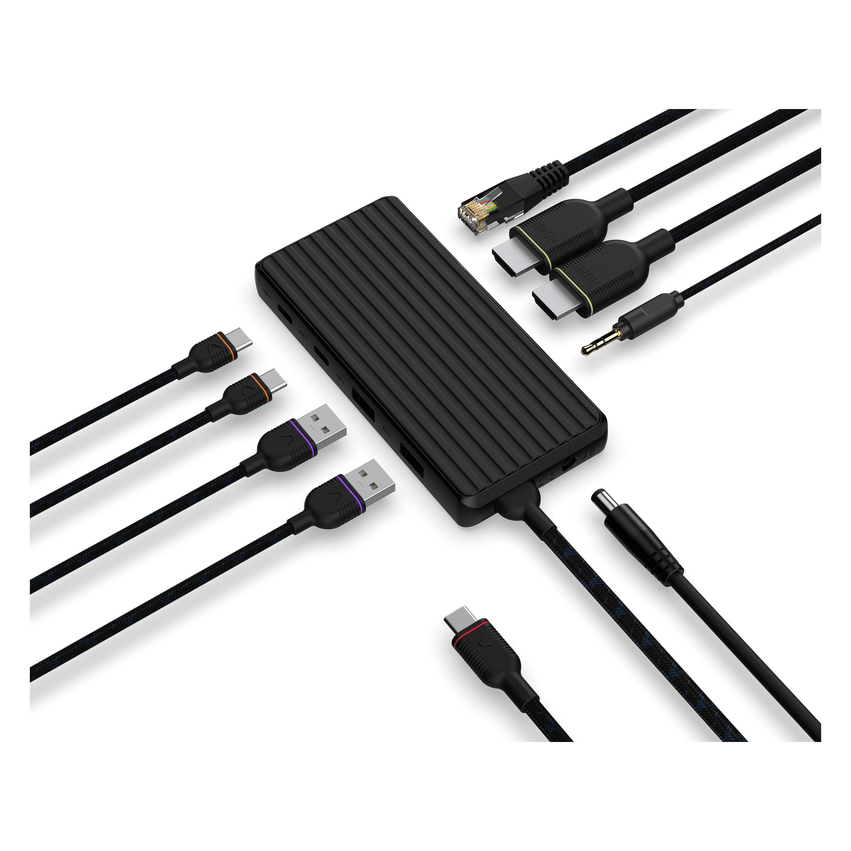 Unisynk 9 Port Dual Display USB-C Docking Station (USB-C, 9 Ports) (10424)