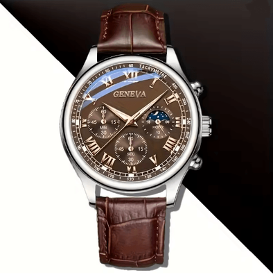 Inspire Essentials Geneva Elite Quartz Luxury Watch For Men 2pc