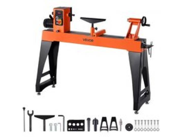 VEVOR Drechselbank, 1,5 PS, Drechselmaschine mit variabler Drehzahl von 150 bis 3200 U/min, Drehtischmaschine 406x1020 mm Werkbank, Drehbank, für mittlere bis große Holzbearbeitungsprojekte