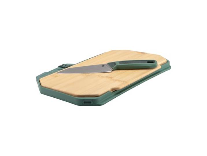 Gerber ComplEAT Schneide-Set, Schlankes Design, Baltic Haze Schneidebrett-Set mit Bambus-, Kunststoffbrett und 15,2 cm Kochmesser, Silikon-Messerhalter, Baltic Haze, 1072328