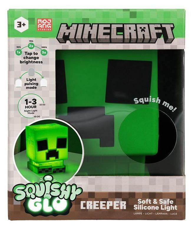 Paladone Minecraft Creeper SquishyGlo Nachtlampje - Groen - Oplaadbaar LED-licht met Dimfunctie en Timer