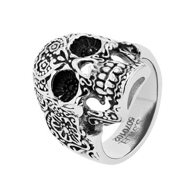 Fingerring AKZENT "Shadow, silberfarbig, langlebig" Gr. 64, bunt (bicolor), Fingerringe, Herren, 64, Edelstahl, Fingerring