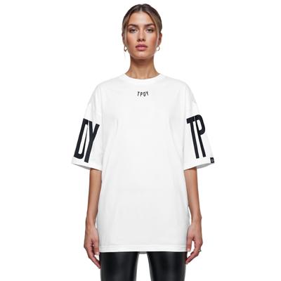 Oversize-Shirt TRUEPRODIGY "Viktor F Logo Print Oversized Rundhals", Damen, Gr. S, weiß, Obermaterial: 100% Baumwolle CO., Rundhals, Shirts