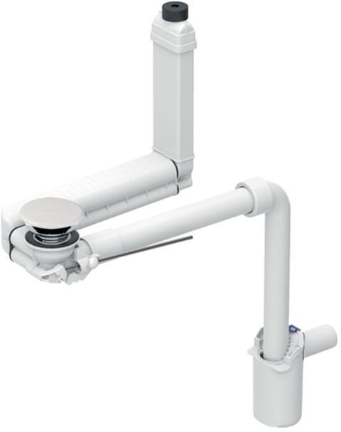 Geberit Clou Waschbeckenablauf 152051011 Raumsparmodell, mit Hebelbetätigung und Ventilabdeckung, vertikal, weiß