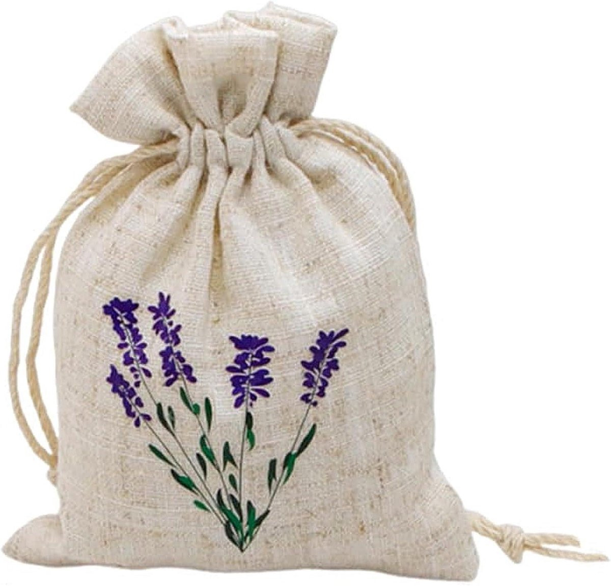 12 stuks Lavendelzakjes met trekkoordsluiting - Wit/Natuur - 10 x 8 cm
