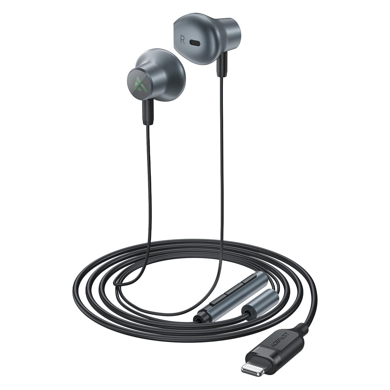 Acefast L1 In-Ear-Kopfhörer mit 1,2 m Lightning Anschluss - Schwarz (Keine Geräuschunterdrückung, Kabelgebunden) (1637320828)