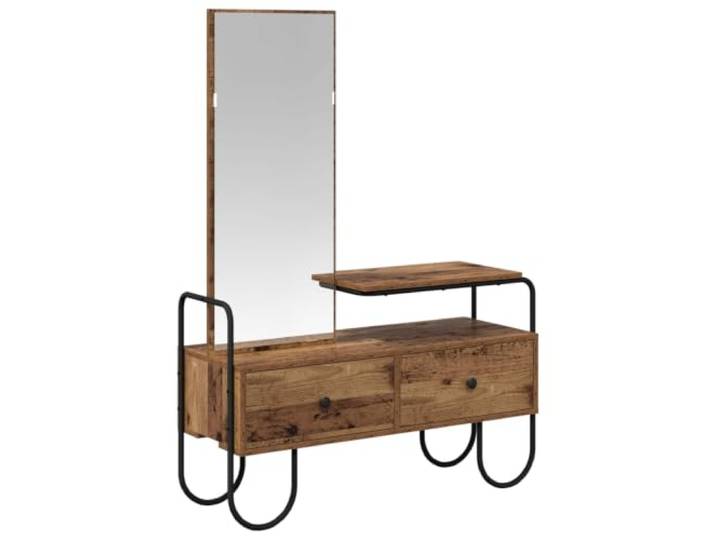 Makastle Schminktisch mit Spiegel Altholz 100x36,5x136 cm