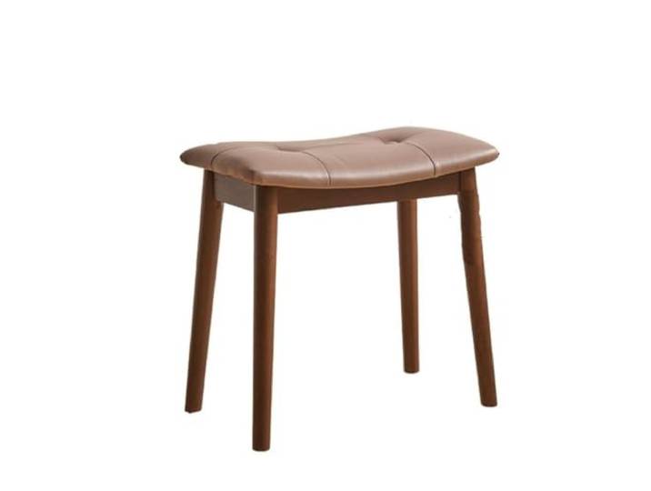 Sattelförmiger, Gepolsterter Schminkhocker, Gestell Aus Massivholz Rückenlehnenlose Schminktischbank mit hochdichtem Schaumstoff, dient als Make-up-Hocker und Ersatzsitz-Fußstütze(Khaki)