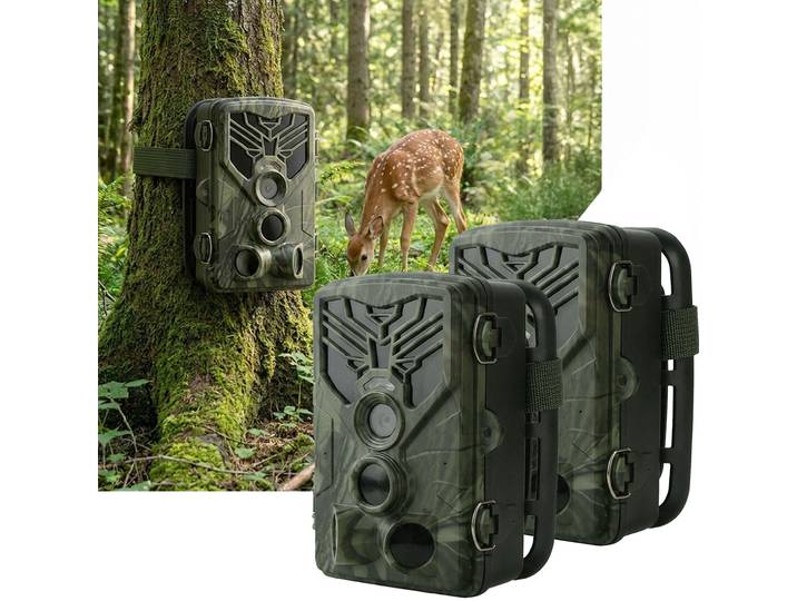 2er-Set 4K-UHD-Wildkamera, App, Nachtsicht, WLAN, PIR, Standby 8 Monate, IP65