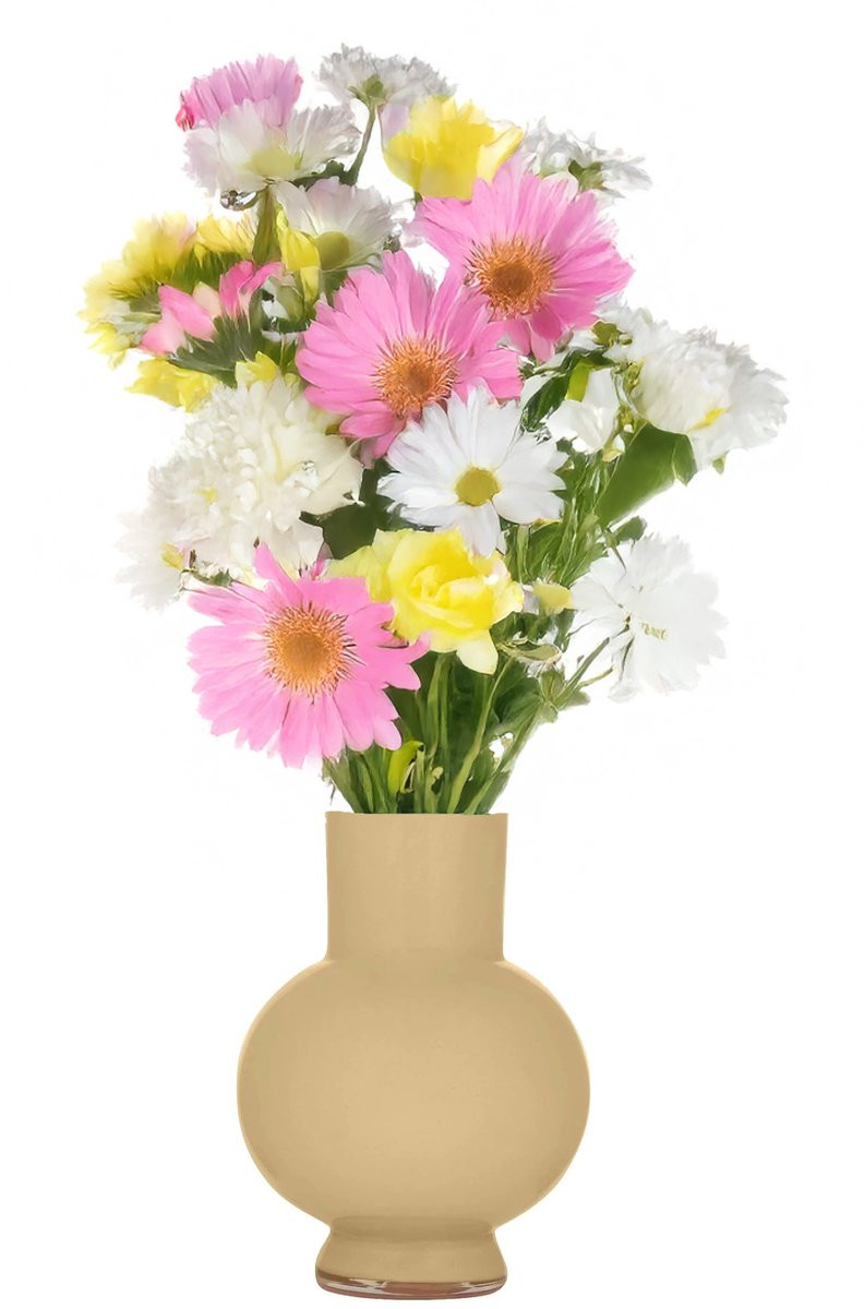 Hakbijl Glass Bloemenvaas Deborah - Beige - D31 x H39 cm