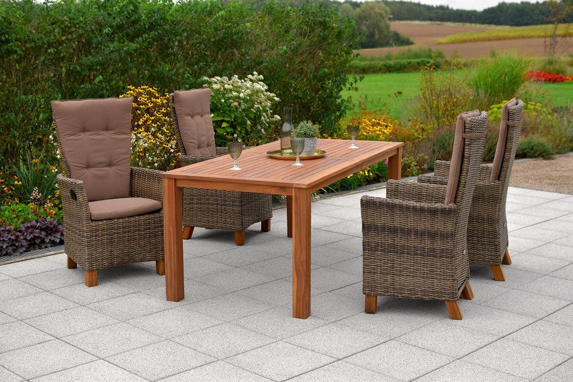 MERXXHANDELS Toskana Set 9tlg 4 Hochlehner Kissen Tisch 185x90cm 16909550