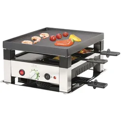 Solis 4 in 1 Raclette & Pizza Grill, Racletteofen, Silber