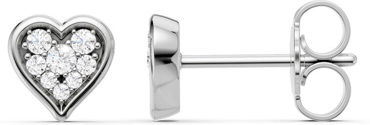 Lykken Elegance valkokultaiset sydän timanttikorvakorut 6,4 mm