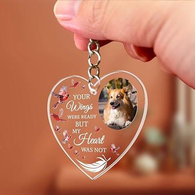 Personalisierter Acryl-Gedenk-Haustierfoto-Schlüsselanhänger maßgeschneiderter Schlüsselanhänger Trost-Andenken für den Verlust eines geliebten Menschen herzförmige Gedenkgeschenke