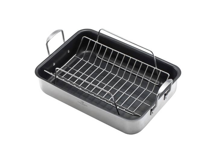 Chef Cuisine Bräter, Schwarz, Metall, 7 l, rechteckig, 27x14x43.5 cm, backofengeeignet,hitzebeständige Griffe, backofengeeignet, rostfrei, antihaftbeschichtet, geschmacksneutral, Dreischicht-Material mit durchgängigem Aluminiumkern, optimale und gleichmäßige Wärmeverteilung bis zum Rand, Kochgeschirr, Töpfe, Bräter