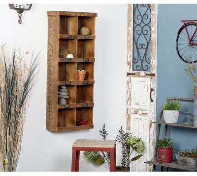 ARCILLA ELEMENTAL Brown Wood 10 Cubby Room Wall Shelf
