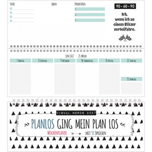 Korsch Tischkalender 311227, Visual Words, Wochenkalender quer, 1 Woche = 2 Seiten, 30 x 11 cm, Jahr 2027