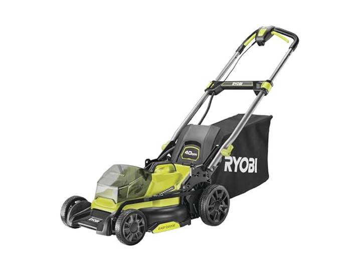 RYOBI Tondeuse Brushless 18V One+ Ø40 cm RY18LMX40C-0 (sans Batterie) Bac semi-rigide de 50 L\, hauteur de coupe centralisée sur 7 positions\, guidon repliable pour le rangement\, gamme 18V ONE+