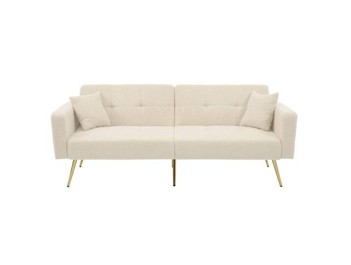 Flieks Sofa Schlaffunktion Verstellbar Goldene Beine Aufbewahrungstaschen Kissen, Beige, Holz, 90.93x18.42x80.26 cm, Babymöbel & Kindermöbel, Kinderzimmer & Jugendzimmer, Schlafsofas