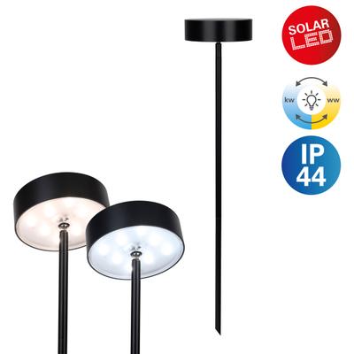 LED Solarleuchte NÄVE "Laupheim", schwarz, H:56cm Ø:10cm, Leuchten, LED Dekoerdspieß H: 56cm, schwarz, CCT, Schiebeschalter, Schirm rund