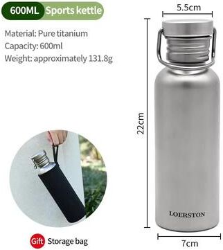 Inspired Finds Portable Pure Titanium Sports Water Bottle For Outdoor Cycling And Camping 20.29 Fl Oz