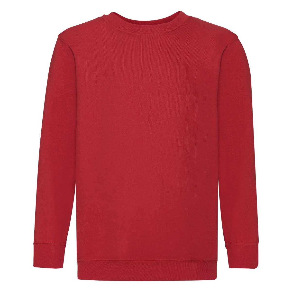 Fruit Of The Loom Childrens Unisex Set In Sleeve Sweatshirt (Rood)