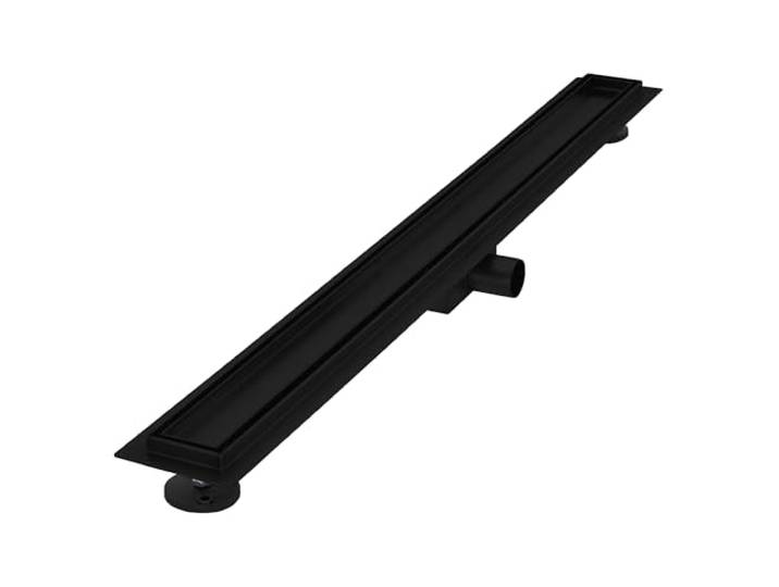 LuxeBath Duschrinne 90 cm 2in1, befliesbar, extra flach, Edelstahl, Schwarz, Doppelseitige Bodenablauf, Komplettset Bodenbefestigung, Duschablauf, Siphon mit Geruchsstop, Haarsieb, Ablaufrinne Dusche