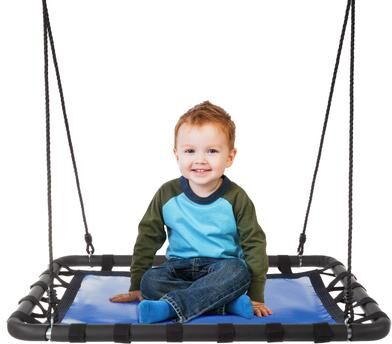 "Platform Swing- 40""x30"" Hanging Outdoor Tree or Playground Rectangle Bench Swing with Adjustable Rope by Hey! Play! - 40x30"