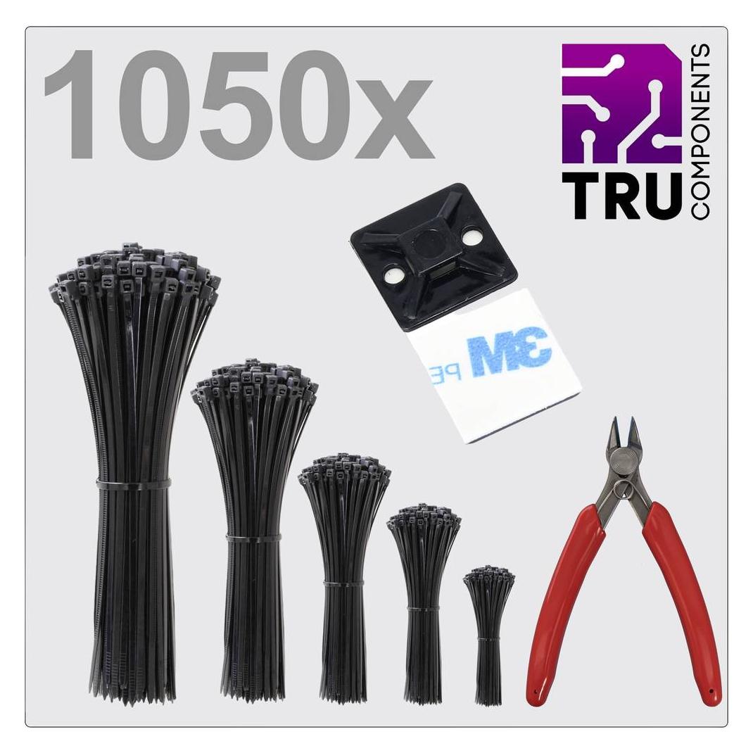 Tru Components TC-13377620 T24CA116 Kabelbinder Schwarz UV-stabilisiert 1050 S (100 mm, 1050 Stk.) (TC-13377620)