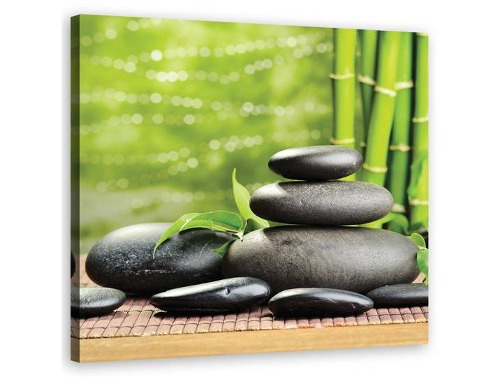 Feeby Wandbild steine bambus zen spa, Grün, Religion/Spiritualität, Rechteckig, 50x50 cm, Bilder & Rahmen, Bilder, Leinwandbilder