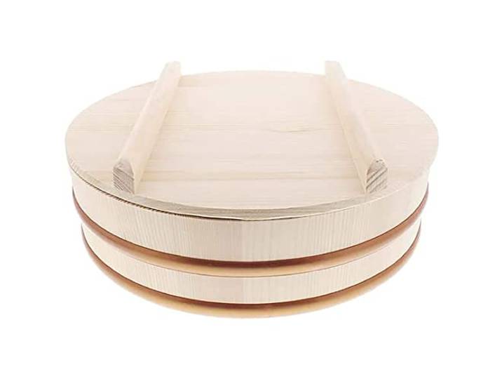 TIKUSAN Holz Hangiri Sushi Reis Mischwanne PP Band mit Deckel Hergestellt in Japan Hergestellt aus Momi Tanne Sushi Reisschale Sushi Oke (27cm)