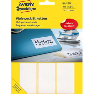 Zweckform Vielzwecketiketten 3362, weiß, 77 x 31mm, 38 Blatt, 228 Stück
