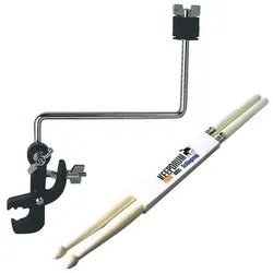 Basix Beckenhalter zum anklemmen mit Drumsticks (Drums), Instrumentenständer + Halter, Silber