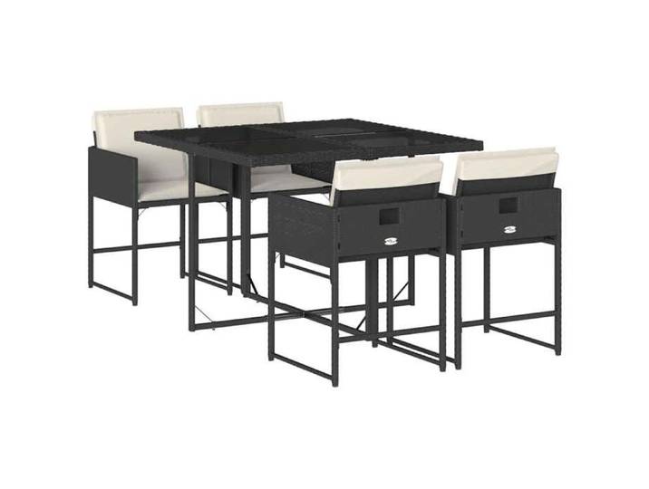 Mobilier d'extérieur - Cadre durable - Ensemble à manger de jardin coussins 5pcs Noir Résine tressée(110x106x73 cm) - moderne_45329