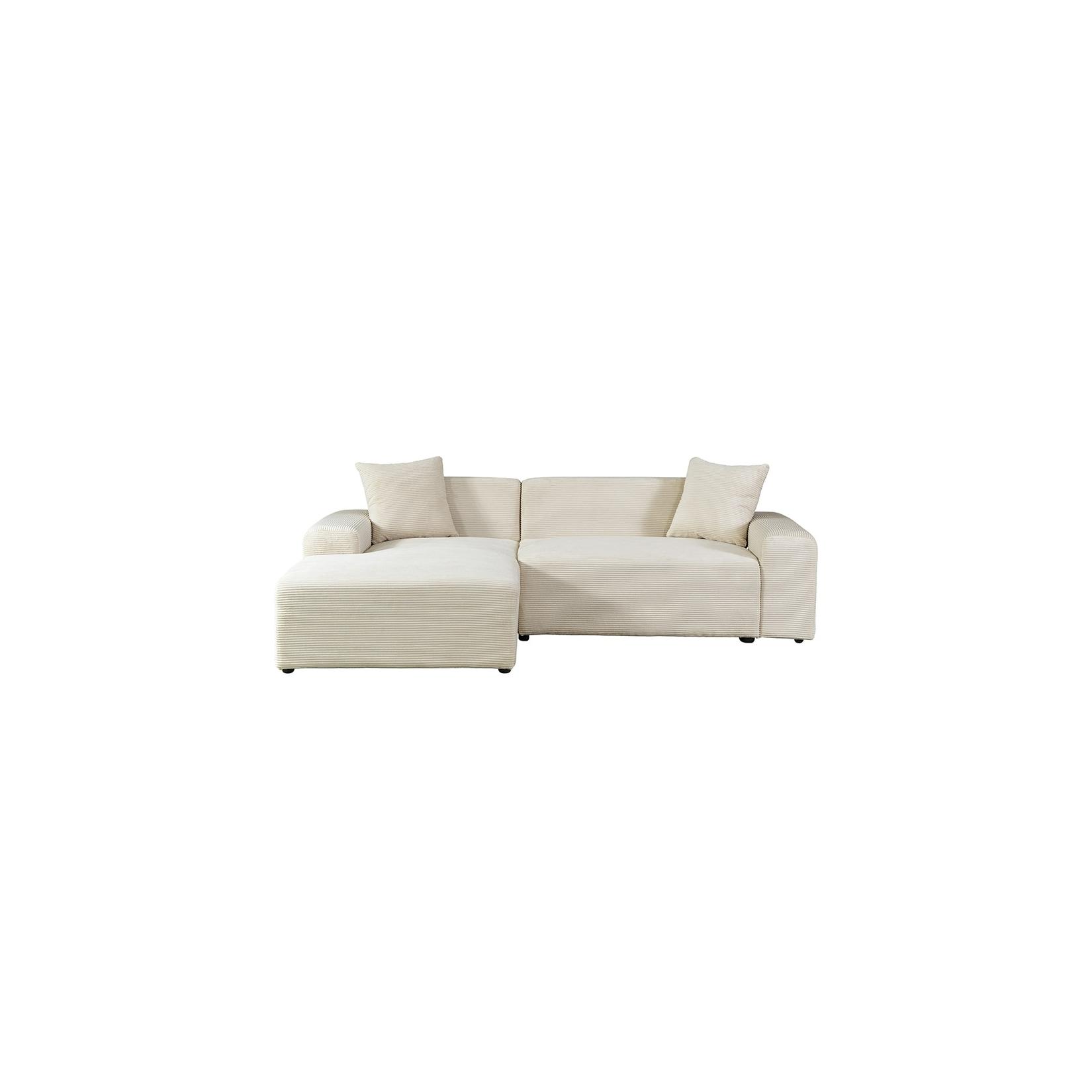 HOME DELUXE Ecksofa AMELIO Cord Beige Rechts - 240 x 178 cm